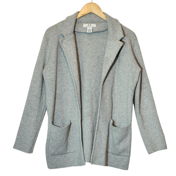 Magaschoni Gray Cotton Wool Cardigan Sweater Pockets Office Fall Layering Size S - Picture 10 of 10